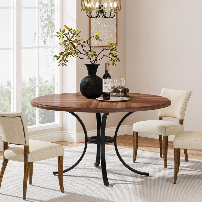 Naquelle 47 Round Dining Table Winston Porter Table Top Color Gray Wash